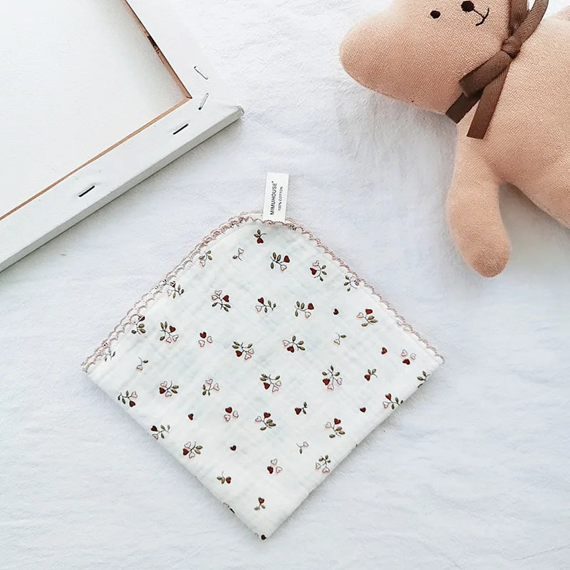 Soft Cotton Baby Face & Saliva Towels — 4-Layer Muslin Bibs & Burp Cloths for Newborns