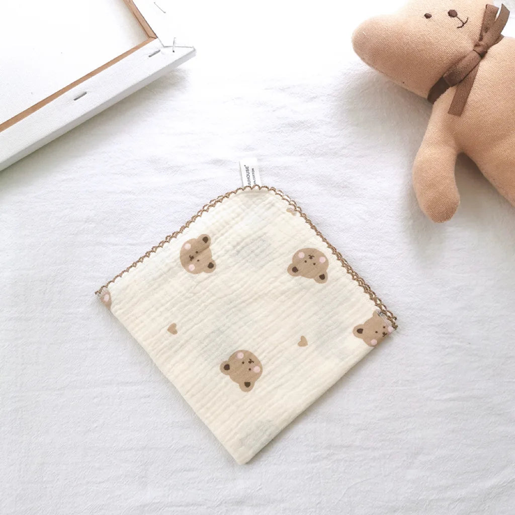 Soft Cotton Baby Face & Saliva Towels — 4-Layer Muslin Bibs & Burp Cloths for Newborns