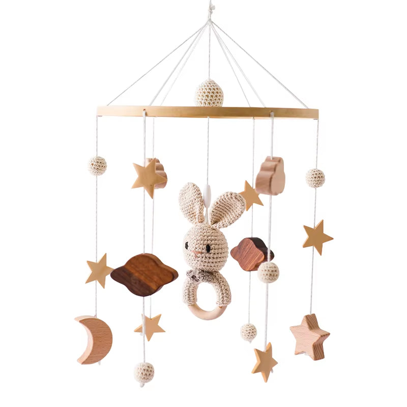 Baby Wooden Crib Mobile & Music Bed Bell — Hanging Rattle Toy for Newborns, Infant Gift