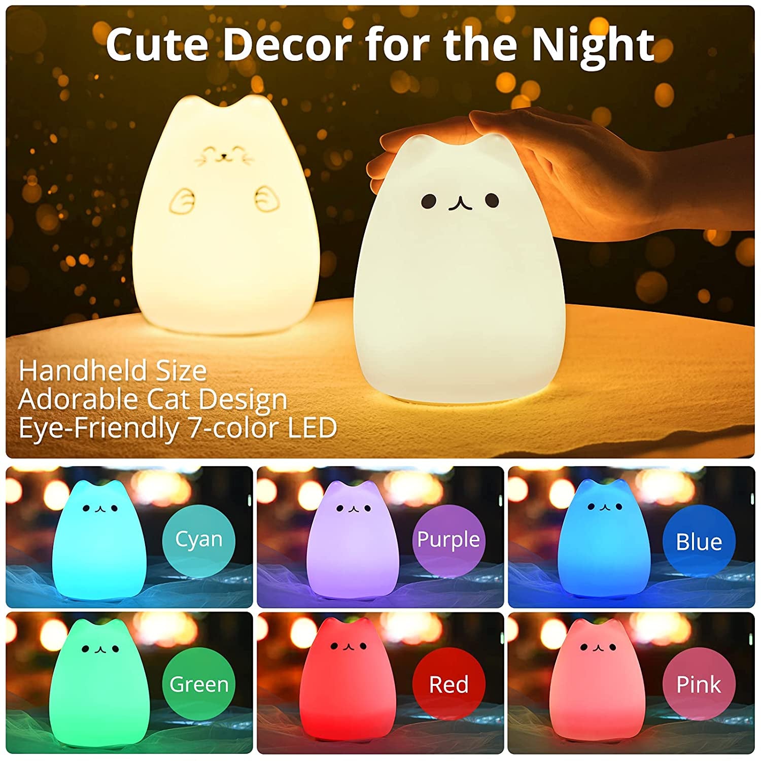 Soft Glow Kitty Night Light 💖🐱 | Perfect Gift for Kids, Teens & Cat Lovers