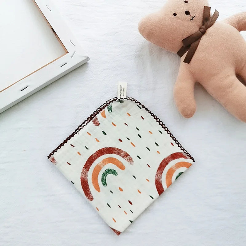 Soft Cotton Baby Face & Saliva Towels — 4-Layer Muslin Bibs & Burp Cloths for Newborns