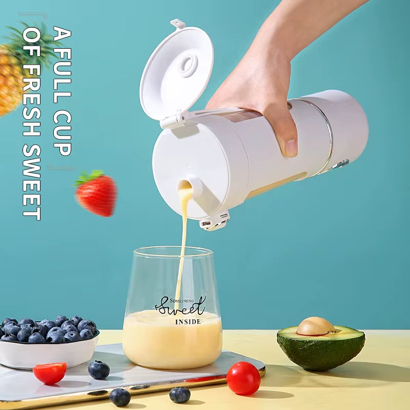 Portable 700ML Smoothie Blender Bottle – 2-in-1 Juicer with Durable Stainless Steel Blades