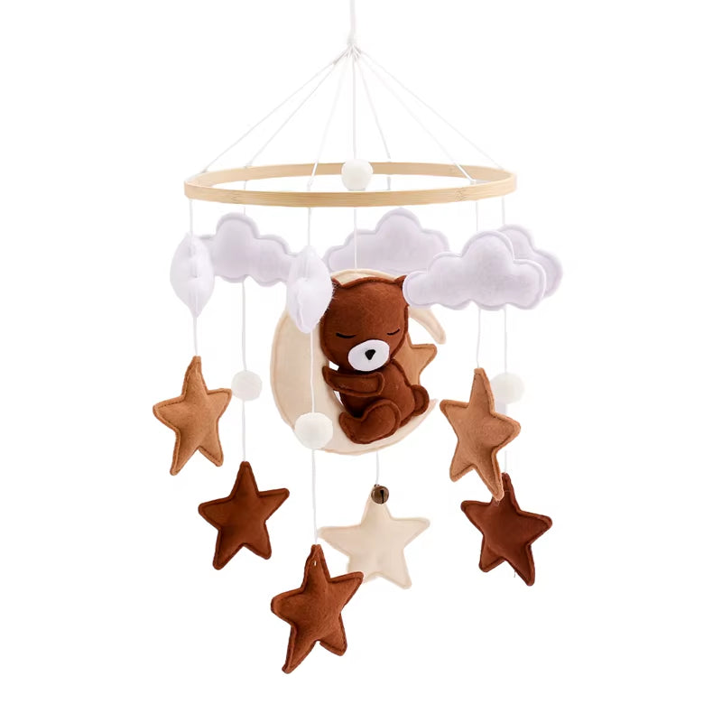 Baby Wooden Crib Mobile & Music Bed Bell — Hot Air Balloon Wind Chime Rattle Toy for Newborns, Baby Gift