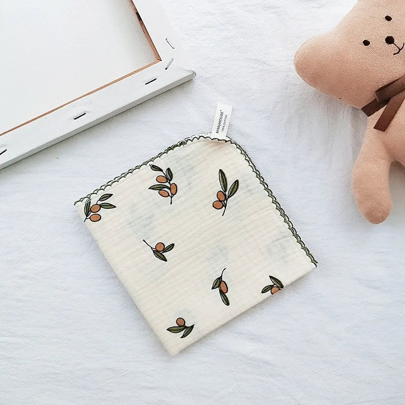 Soft Cotton Baby Face & Saliva Towels — 4-Layer Muslin Bibs & Burp Cloths for Newborns