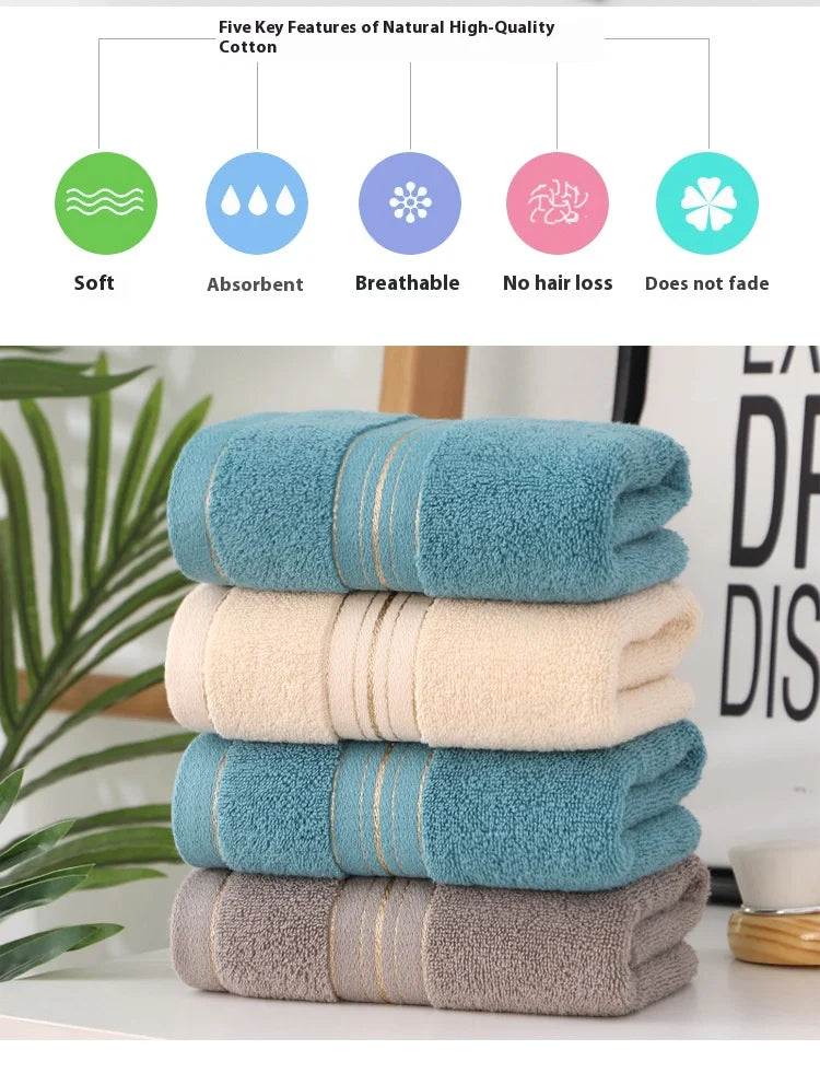 All-Cotton Thickened Jacquard Face & Bath Towel — Absorbent, Skin-Friendly, Adult Towel