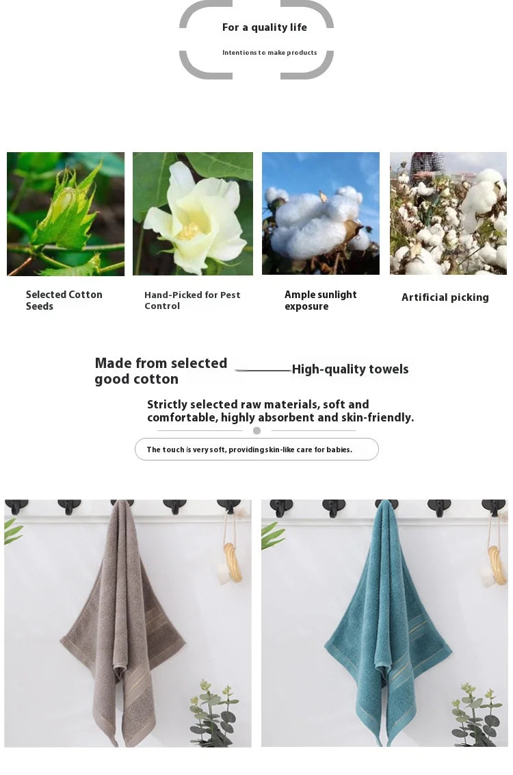 All-Cotton Thickened Jacquard Face & Bath Towel — Absorbent, Skin-Friendly, Adult Towel