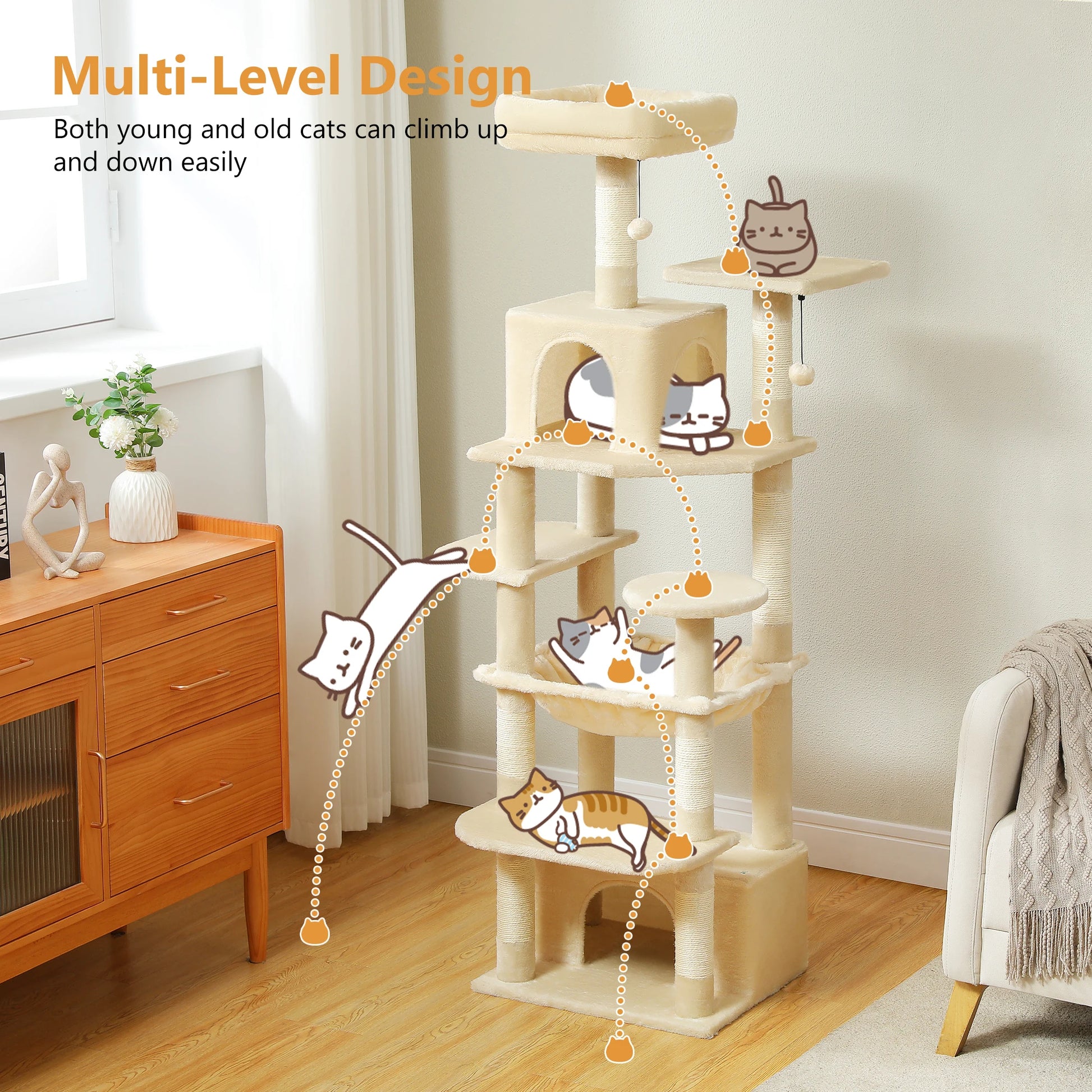 Luxury Multi-Level Cat Tower – Spacious, Stylish & Perfect for Large or Small Cats