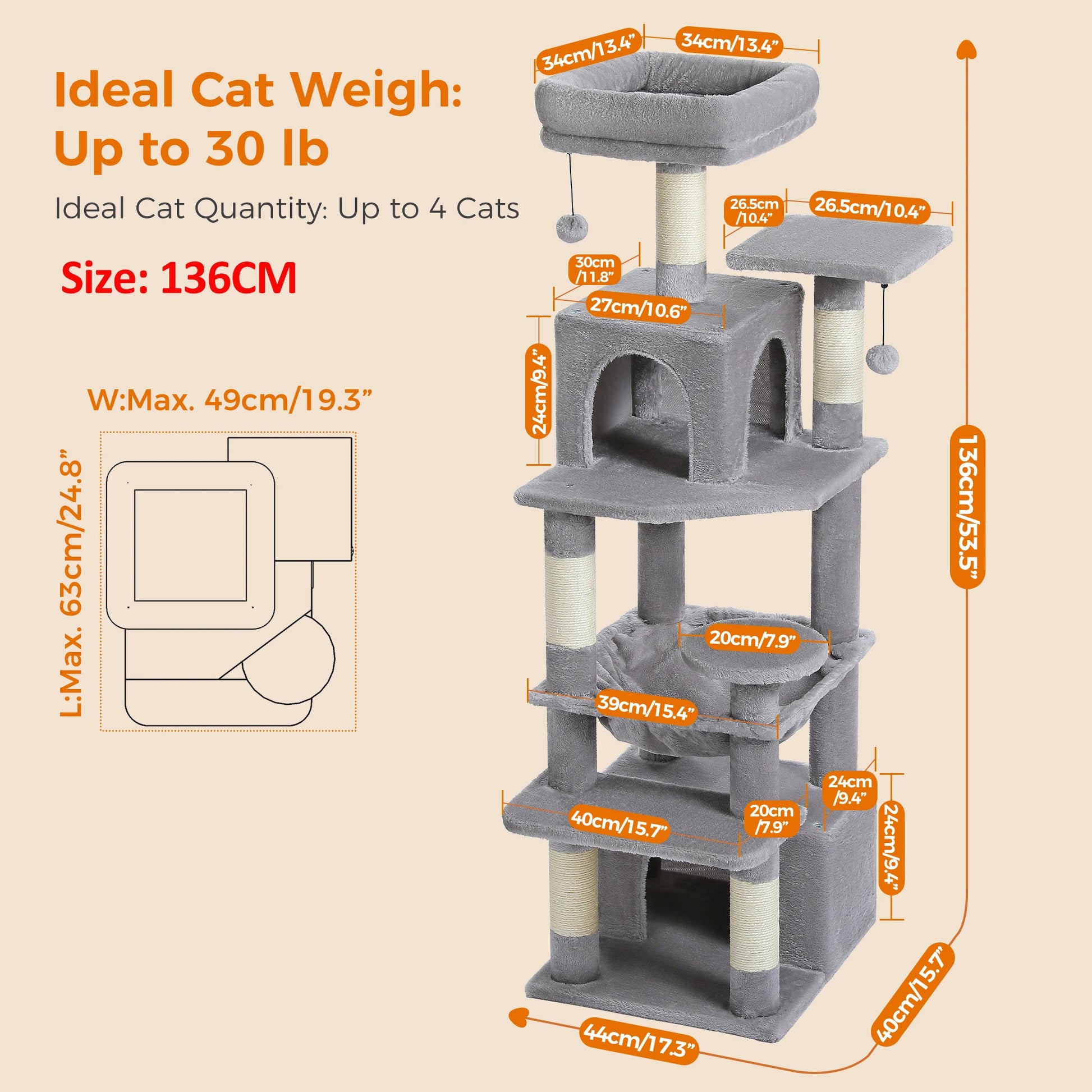 Luxury Multi-Level Cat Tower – Spacious, Stylish & Perfect for Large or Small Cats