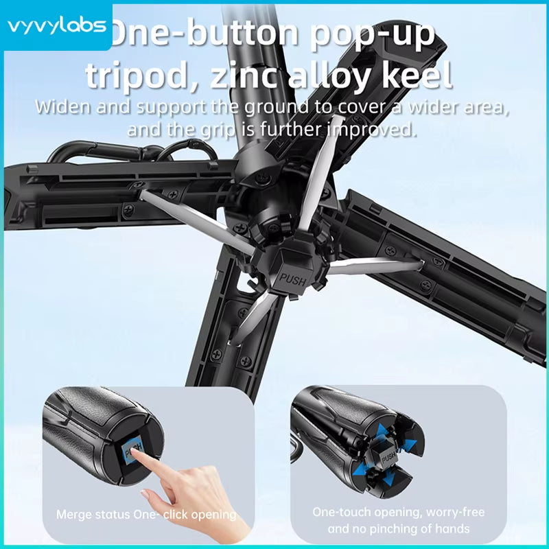 🤳 Mini Bluetooth Selfie Stick & Tripod — Foldable 360° Rotating Vlog Stand for iPhone & Android