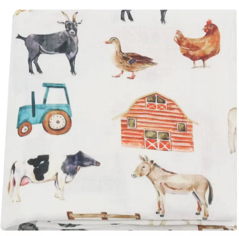 Bamboo Baby Swaddle Blanket — Super Soft Muslin Wrap for Newborns, 120x120cm Nursery Blanket