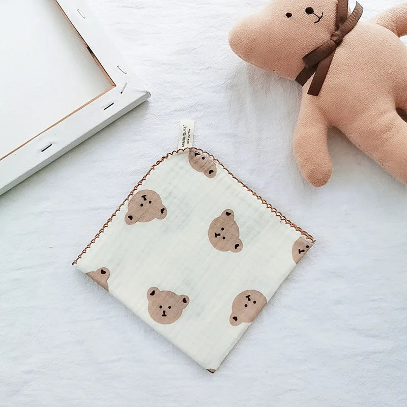 Soft Cotton Baby Face & Saliva Towels — 4-Layer Muslin Bibs & Burp Cloths for Newborns