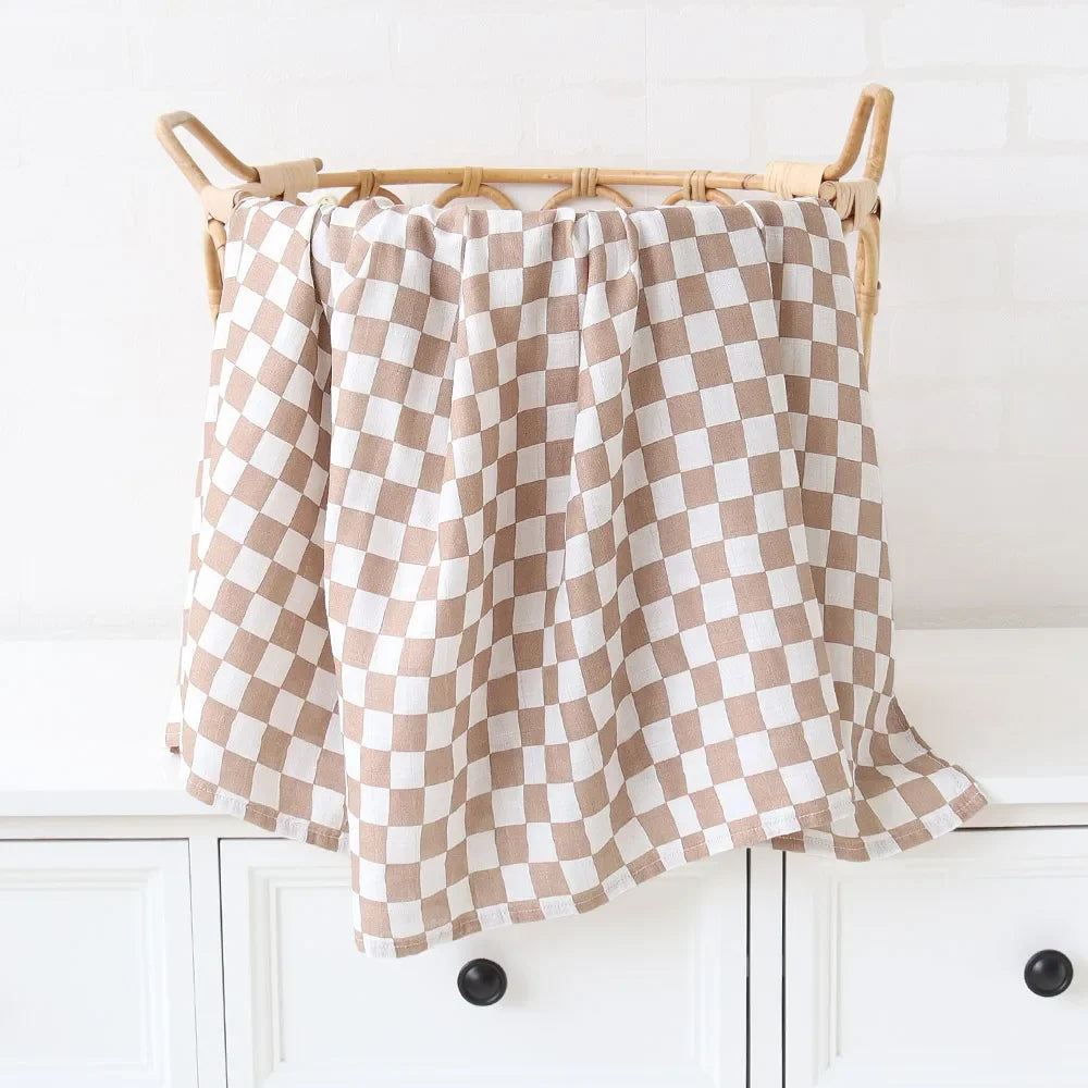 Bamboo Baby Swaddle Blanket — Super Soft Muslin Wrap for Newborns, 120x120cm Nursery Blanket