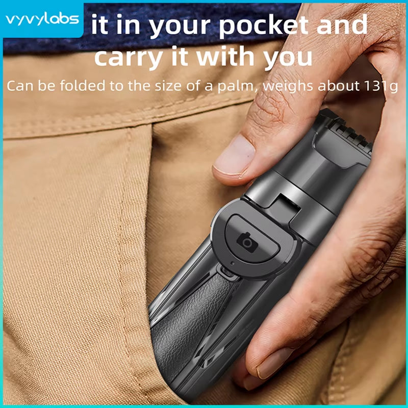 🤳 Mini Bluetooth Selfie Stick & Tripod — Foldable 360° Rotating Vlog Stand for iPhone & Android