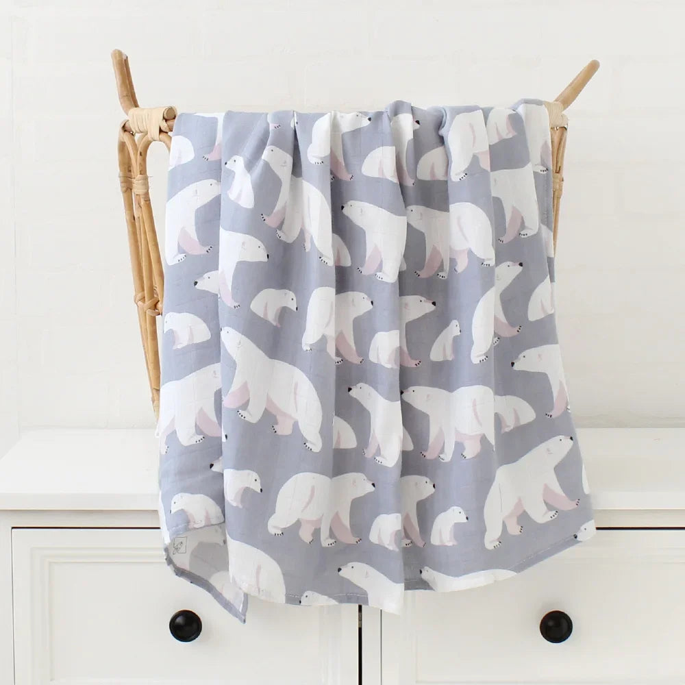 Bamboo Baby Swaddle Blanket — Super Soft Muslin Wrap for Newborns, 120x120cm Nursery Blanket