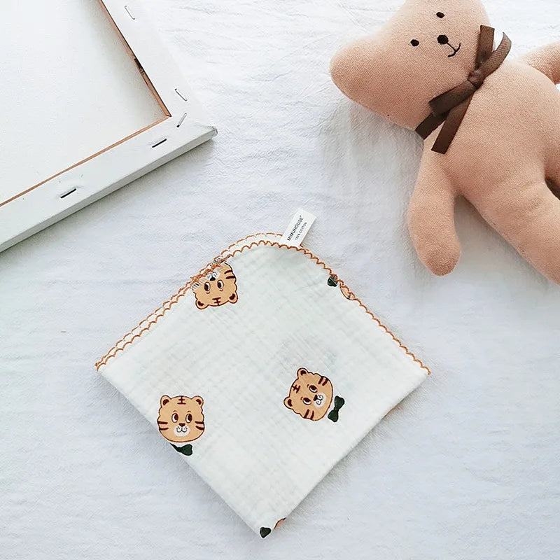 Soft Cotton Baby Face & Saliva Towels — 4-Layer Muslin Bibs & Burp Cloths for Newborns