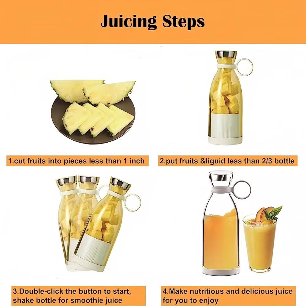 Portable 350ML Rechargeable Juice Blender – Wireless USB Mini Juicer for Fruits & Smoothies