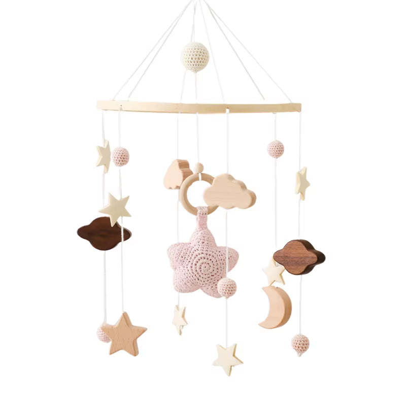 Baby Wooden Crib Mobile & Music Bed Bell — Hot Air Balloon Wind Chime Rattle Toy for Newborns, Baby Gift