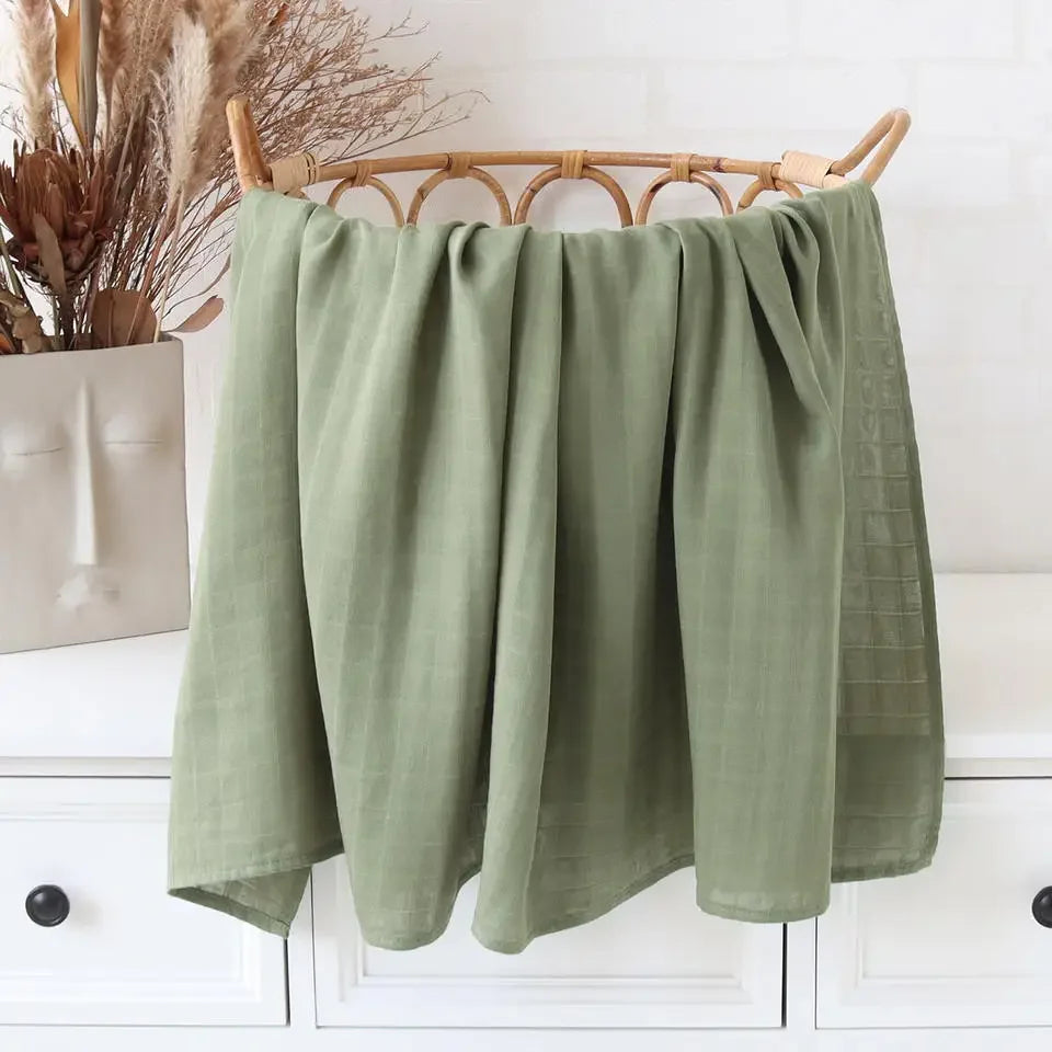 Bamboo Baby Swaddle Blanket — Super Soft Muslin Wrap for Newborns, 120x120cm Nursery Blanket