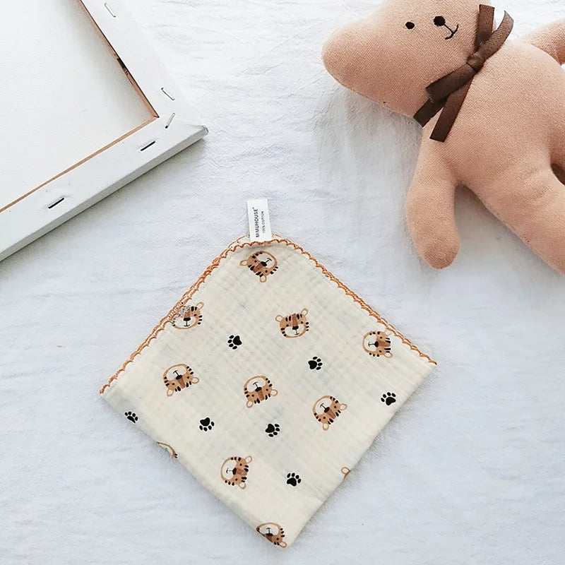 Soft Cotton Baby Face & Saliva Towels — 4-Layer Muslin Bibs & Burp Cloths for Newborns