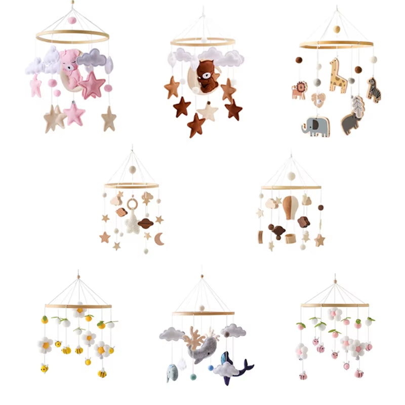 Baby Wooden Crib Mobile & Music Bed Bell — Hanging Rattle Toy for Newborns, Infant Gift