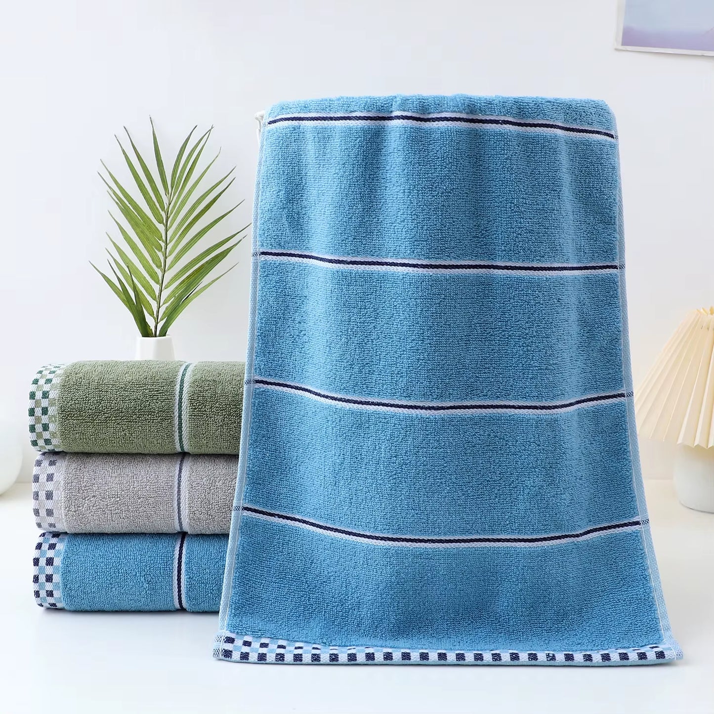 All-Cotton Thickened Jacquard Face & Bath Towel — Absorbent, Skin-Friendly, Adult Towel