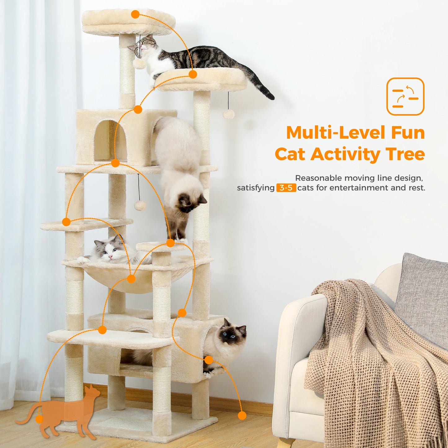 Luxury Multi-Level Cat Tower – Spacious, Stylish & Perfect for Large or Small Cats