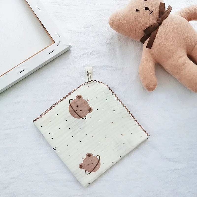 Soft Cotton Baby Face & Saliva Towels — 4-Layer Muslin Bibs & Burp Cloths for Newborns