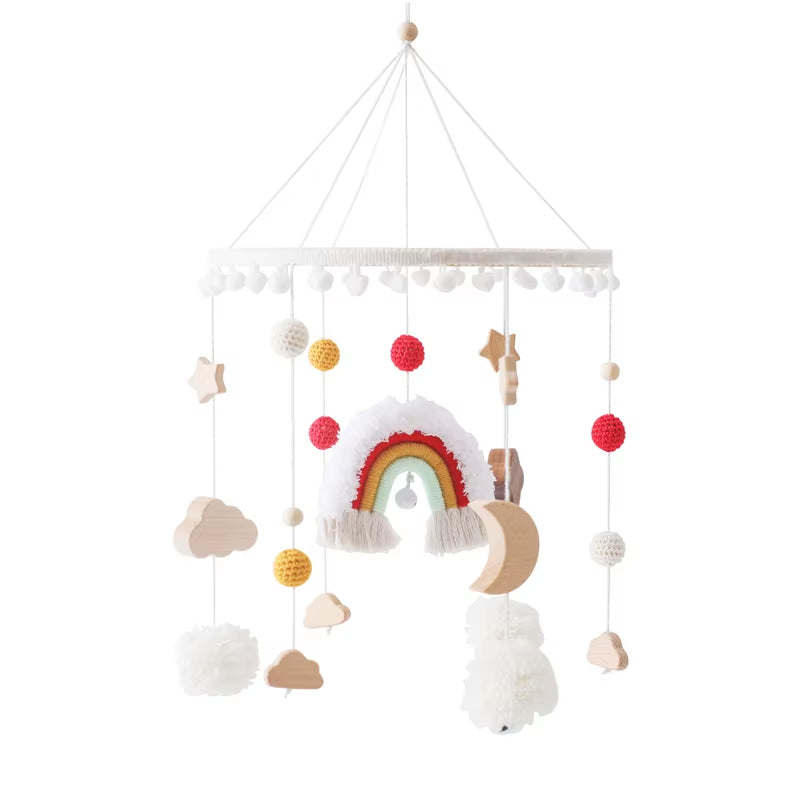 Baby Wooden Crib Mobile & Music Bed Bell — Hanging Rattle Toy for Newborns, Infant Gift