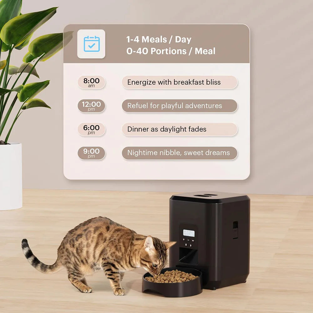 Smart Automatic Cat Feeder & Dog Food Dispenser | Timed Portion Control Slow Food Machine Bowl