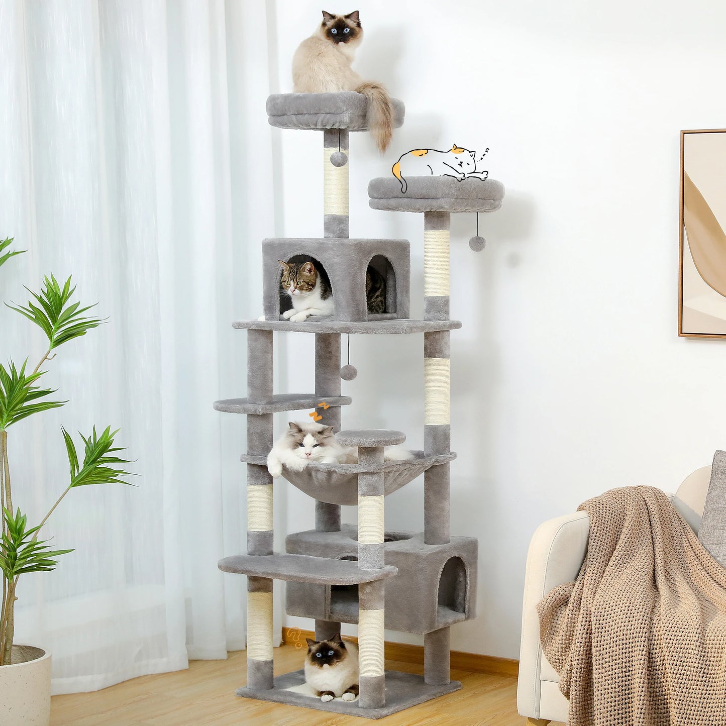Luxury Multi-Level Cat Tower – Spacious, Stylish & Perfect for Large or Small Cats