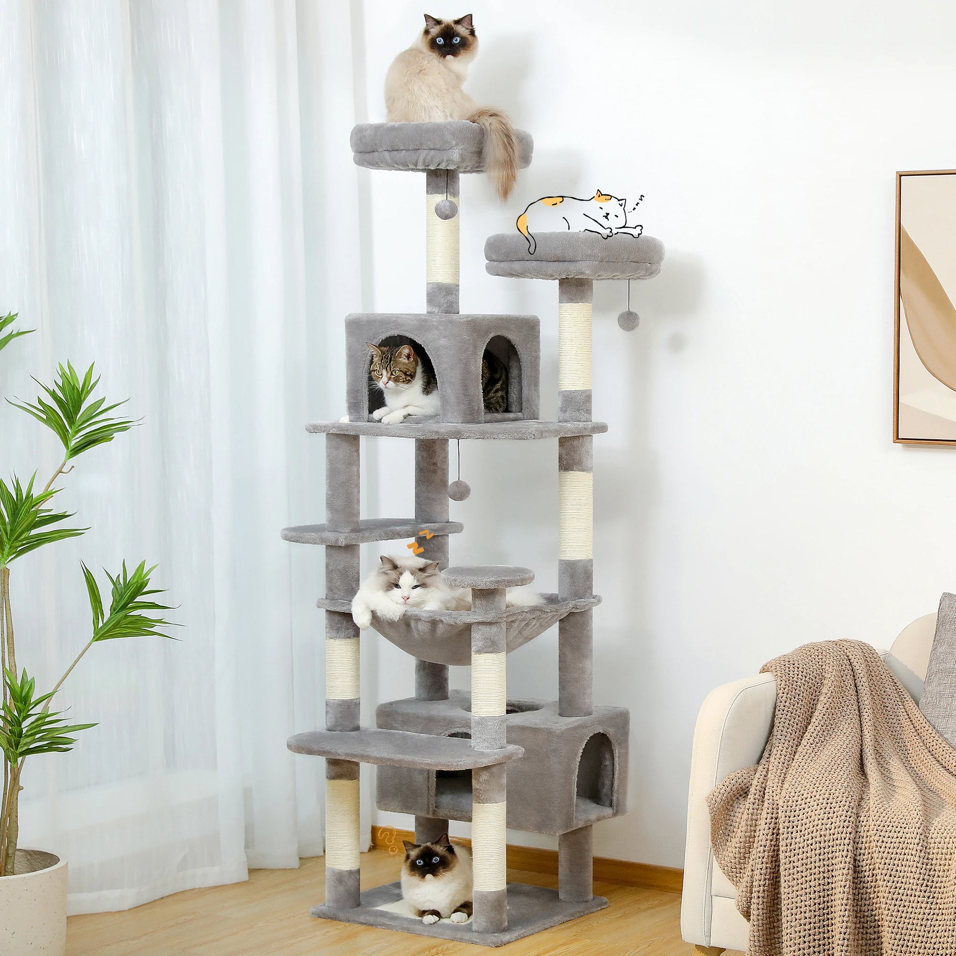 Luxury Multi-Level Cat Tower – Spacious, Stylish & Perfect for Large or Small Cats