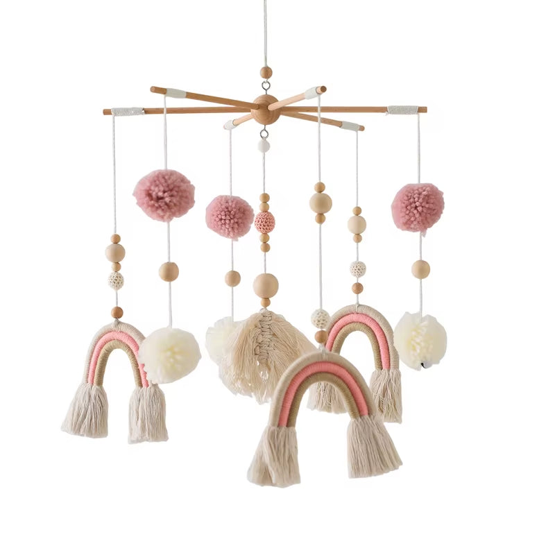 Baby Wooden Crib Mobile & Music Bed Bell — Hanging Rattle Toy for Newborns, Infant Gift