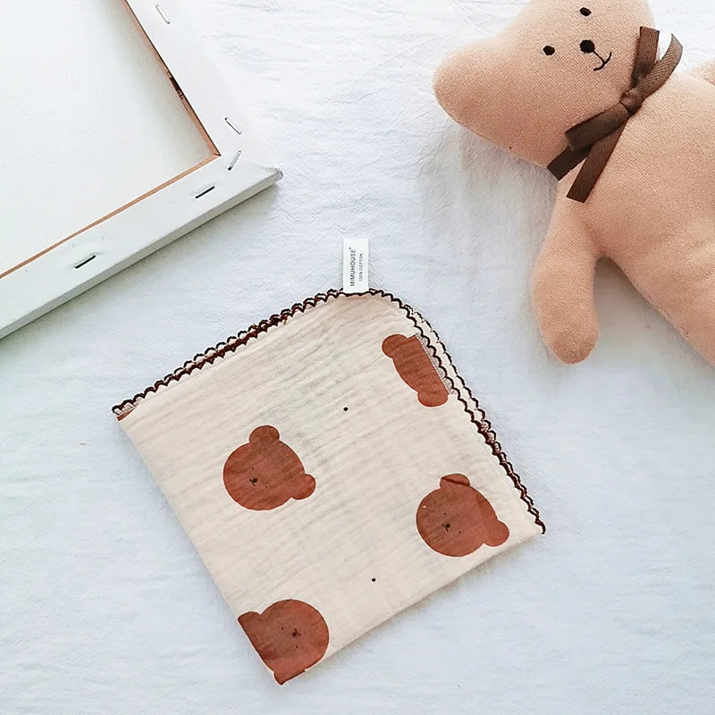 Soft Cotton Baby Face & Saliva Towels — 4-Layer Muslin Bibs & Burp Cloths for Newborns