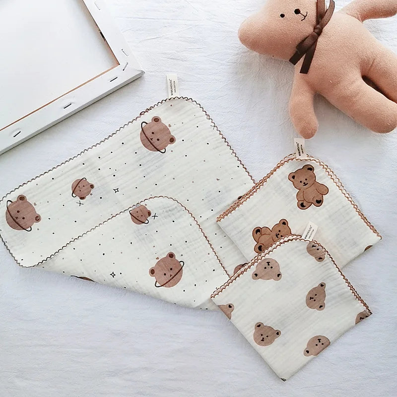 Soft Cotton Baby Face & Saliva Towels — 4-Layer Muslin Bibs & Burp Cloths for Newborns