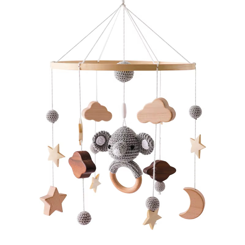 Baby Wooden Crib Mobile & Music Bed Bell — Hot Air Balloon Wind Chime Rattle Toy for Newborns, Baby Gift