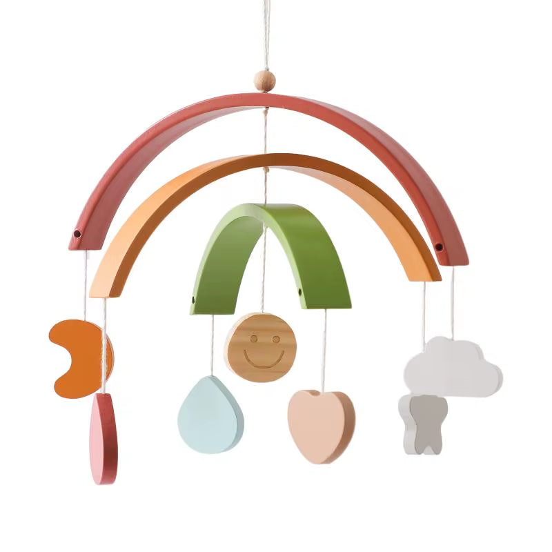 Baby Wooden Crib Mobile & Music Bed Bell — Hot Air Balloon Wind Chime Rattle Toy for Newborns, Baby Gift