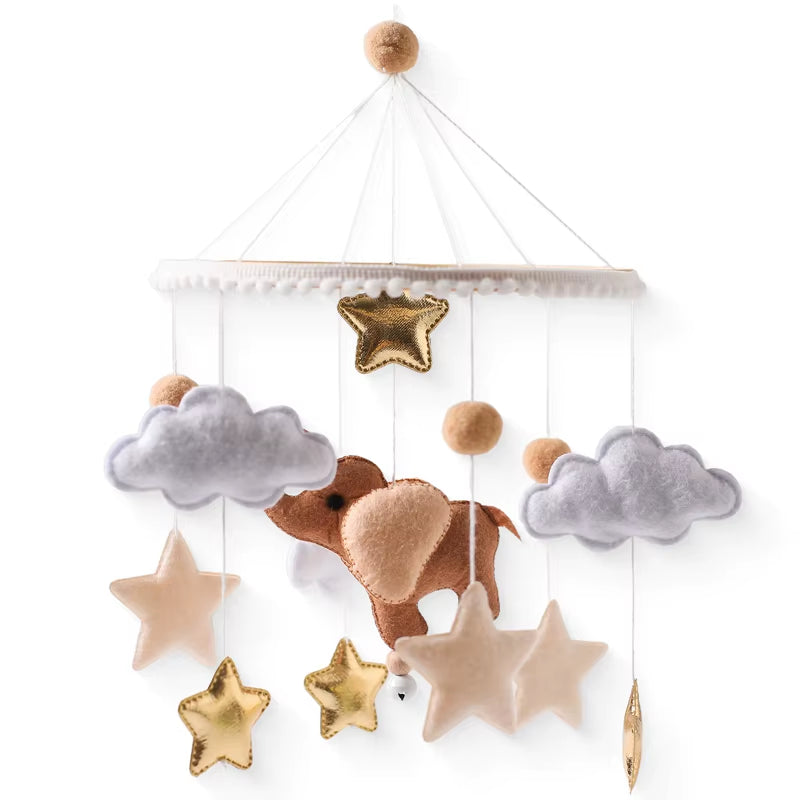 Baby Wooden Crib Mobile & Music Bed Bell — Hot Air Balloon Wind Chime Rattle Toy for Newborns, Baby Gift
