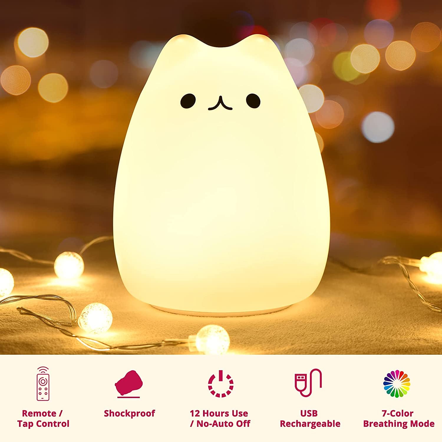 Soft Glow Kitty Night Light 💖🐱 | Perfect Gift for Kids, Teens & Cat Lovers